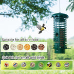 Squirrel Proof Bird Feeder Metal Mesh for Outdoors Hanging,Weight Activated Weatherproof Wild Bird Feeders with Finch Cardinal Chickadee,Large Capacity(Green)