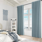 Blue 100% Blackout Linen Curtains 108 Inch Length 2 Panels Set - Image 8