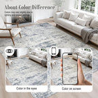 3x10 Washable Runner Rug：Modern Abstract Soft Carpet Blue Grey | - Image 4
