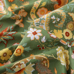 ABREEZE Paisley Bedding Sets 3Pcs Brushed Cotton Duvet Cover Set Queen Size Rustic Damask Green Floral Comforter Cover with Zipper Closure Boho Bedding Collections