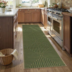 Lahome Green Runner Rug, 2x8 Washable Runner Rug by Lahome