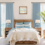 Slate Stone Blue Linen Blackout Curtains 90 Inch Long 2 Panels - Image 2