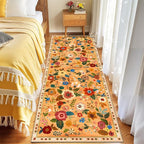 Floral Washable 2x10 Area Rugs Runner Entryway Hallway Yellow/Orange/Red | - Image 6
