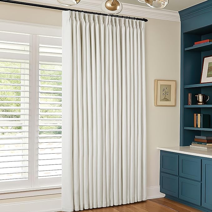 Natural Pinch Pleat 100% Blackout Linen 102 Inch Long Curtains 60 Inch Wide | 2 by Twodrapes