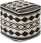 REDEARTH · Tufted Pouf Ottoman with Filler Textured Storage Cube Bean Bag Pouffe Footrest for Living Room, Bedroom, Nursery, Kidsroom; 100% Cotton (17.5"X17.5"X17.5", Linear Diamond Black)