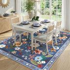 RELEANY Floral 5x7 Area Rug Machine Washable Soft Print Boho Carpet Non Slip - Image 8