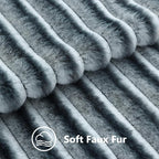 decorUhome Fall Faux Fur Throw Pillow Covers 24x24 Set of 2 Blue Grey | - Image 3