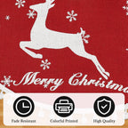24 Inch Christmas Tree Skirt, Burlap Red Christmas Rustic Tree Skirt with Elk Deer and White Snowflake Printed for Holiday Party Xmas Tree Decoration