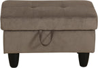 Ottoman Rectangular Storage Ottoman Bench, Flannel Footrest Stool Footstool with Lid for Living Room, Bedroom, Entryway, Brown, 28.5"x19"x17.5"