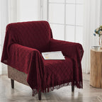 inhand Knitted Throw Blankets for Couch and Bed, Soft Cozy Knit Blanket with Tassel, Claret Lightweight Decorative Blankets and Throws, Farmhouse Warm Woven Blanket for Men and Women, 50"x60"