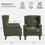 Lumibee High Back Accent Chair,Upholstered Wingback Armchair with Solid Wood Legs for Small Spaces,Comfy Single Sofa Chair for Living Room,Bedroom,Office-Green