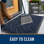 OLANLY Front Door Mat Outside 47x32, All-Season Absorbent Rubber Doormat | Blue - Image 6