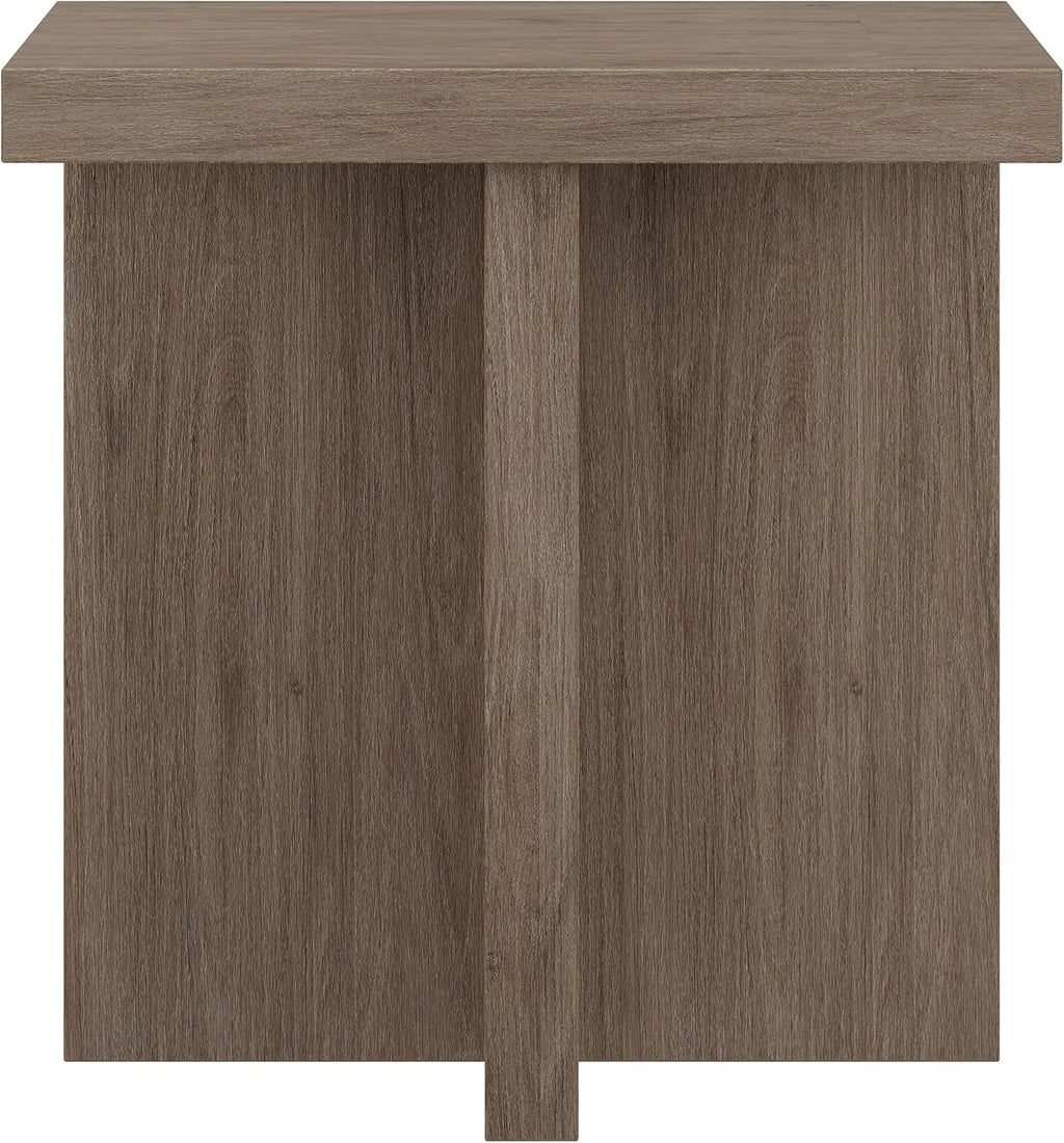 Henn&Hart 22" Wide Square Side Table in Weathered Gray, for Home, Living Room, Bedroom, Entertainment Room, Office