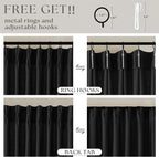 Black Pinch Pleated Linen Semi Sheer 108 Inch Curtains 2 Panels | Light - Image 5