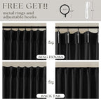 Black Pinch Pleated Linen Semi Sheer 102 Inch Curtains 2 Panels | Light - Image 5