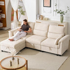 103'' Modular Sectional Sofa, L Shaped Comfy Cloud Couch with Storage,4-Seat Convertible Modern Deep Seat Sofa with Throw Pillows for Living Room,Beige