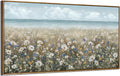 amatop Large Wall Art for Living Room Framed Boho Beach Coastal Floral Ocean Wall Picture Farmhouse Daisy Flower Sea Canvas Print Nautical Neutral Vintage Warm Artwork Home Bedroom Office Decor 48x24
