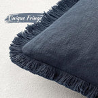 MIULEE Boho Linen Decorative Lumbar Throw Pillow Covers Indigo Blue 12x20 | Set - Image 3