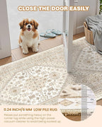 Hallway Runner Rug 2x12 Extra Long Washable Runner, Cream/Beige | Vintage Rug - Image 6