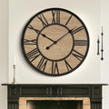 Large Wall Clock for Living Room Decor, Non Ticking Silent, Battery Operated Modern Vintage Wood Oversized Decorative Wall Clock for Bedroom Kitchen Farmhouse Office Decor