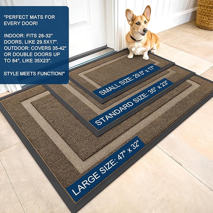 OLANLY Front Door Mat Outside 35x23, All-Season Heavy-Duty Rubber Doormat | - Image 3