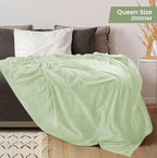 Utopia Bedding Soft Fleece Bed Blanket Queen Size Sage Green | Microfiber Plush - Image 2