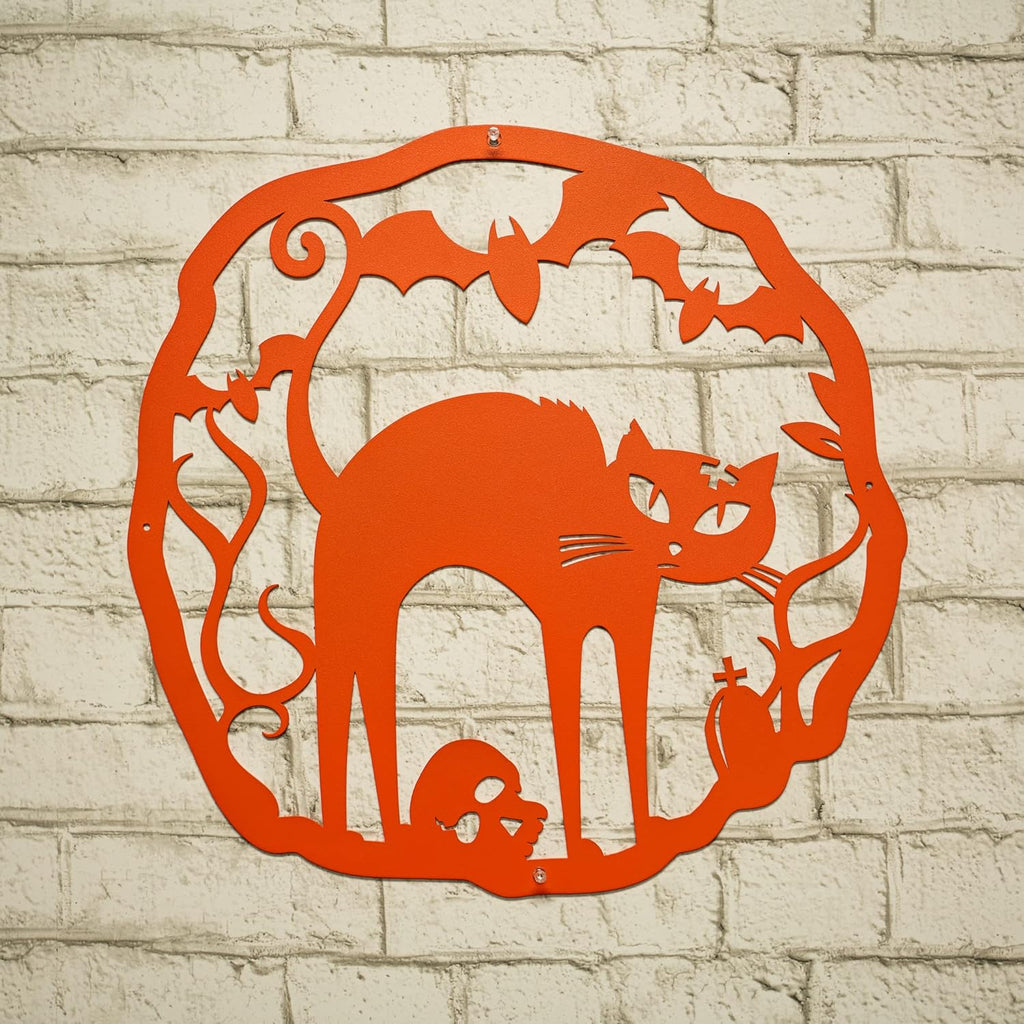RealSteel Halloween Decoration, Indoor or Outdoor Wreath Front Door Sign, Wall Decor, Door Sign