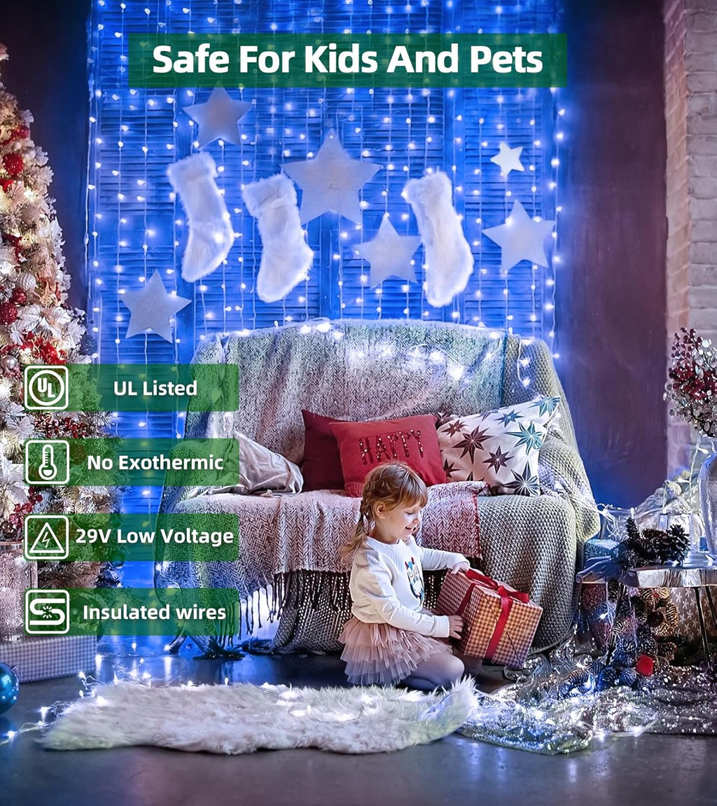 1500 LED 492ft Outdoor Christmas Lights Decorations, Green Wire LED String Lights with Timer Memory, Twinkle Lighs for Indoor Outdoor Party, Tree Wedding, Garden, Patio (Blue)