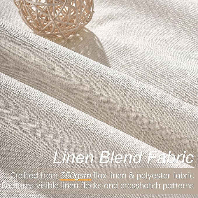 Topfinel 107 Inch Long Farmhouse Linen Blackout Curtains - Image 2
