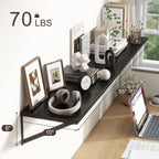 Floating Shelves 55 Inch Long, 10" Deep Floating Shelves, Black Wall Shelves 55 x 10, Set of 2, Wide Large Display Storage Shelves for Bathroom, Living Room, Rustic Wood Shelves with Brackets