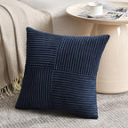 Fancy Homi 2 Packs Navy Blue Euro Decorative Throw Pillow Covers 28x28 Inch for Living Room Couch Bed, Farmhouse Boho Home Decor, Soft Corss Corduroy Patchwork Textured Square Cushion Case 71x71 cm