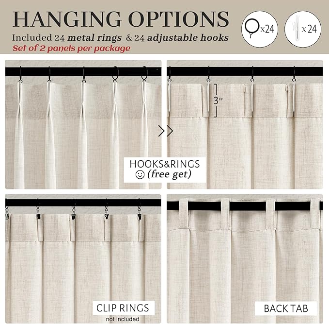 Birch 70 Inch Extra Wide Light Filtering Viral Curtains 120 Inches Long - Image 5