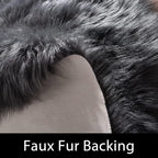 Latepis Dark Grey Round Rug 3ft Faux Fur Circle Rug Fluffy Furry Fuzzy Rug - Image 3