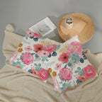 CXMEIFLY Spring Floral Pillow Covers 18 x 18 Inch Set of 2 for Watercolor Pink Flowers Decor Throw Pillows Green Leaves Plant Outdoor Decorative Cushion Cases with Zipper for Couch Bed Decorations