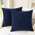 CaliTime Throw Pillow Covers Decorative 22 X 22 Inches Pack of 2 Cozy Chenille Cushion Cases for Couch Sofa Bed Living Room Home Navy Blue