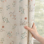 Boho Floral 100% Blackout Curtains 84 Inch 2 Panels Linen Texture | Farmhouse - Image 3