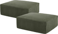 40" Square Stuffed Ottoman Pouf for Sofa Couch, Corduroy Poufs with Foam Chunk Filling, Furry & Fluffy Foot Stool Movable Ottoman. 40 * 31 Floor Poufs Foot Rest for Living Room, Green