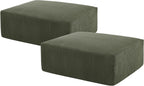 40" Square Stuffed Ottoman Pouf for Sofa Couch, Corduroy Poufs with Foam Chunk Filling, Furry & Fluffy Foot Stool Movable Ottoman. 40 * 31 Floor Poufs Foot Rest for Living Room, Green