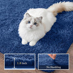 Area Rug Living Room Bedroom: 6x9 Fluffy Plush Shag Carpet Blue | - Image 5