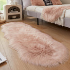 AMTOVO Faux Sheepskin Rug, Pink Ultra Soft Fluffy Shag Area Rug, 2 x 6 ft Faux Fur Rug for Bedroom Sofa Throw Cushion Room Decor, Sheepskin