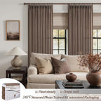 Linen Pleated Dark Brown Curtains 96 Inches Long - Image 5