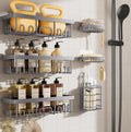Veken 6-Pack Rustproof & Waterproof Shower Caddy, Adhesive Shelves Rack, Large Capacity Bathroom, College Dorm & Apartment Organizers, No-Drill Wall Mount Living Room & Bedroom Decor, Light Grey