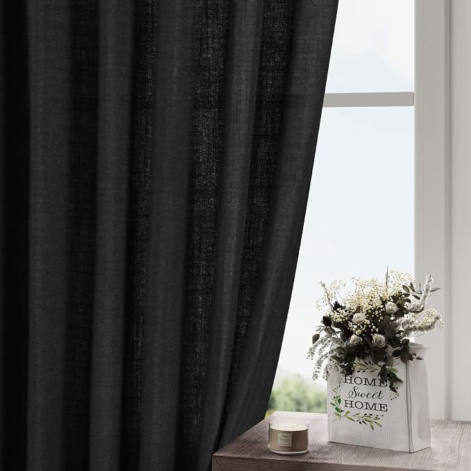 Extra Long Black Curtain 108 inches Long 2 Panels Set - Image 2
