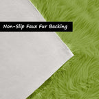 Goolela Lime Green Circle Area Rug 5ft Round Fluffy Faux Fur Rug - Image 4