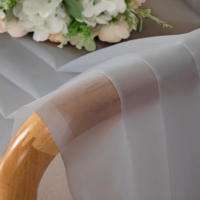 Chyhomenyc Light Grey Sheer Curtains 84 Inches Long, 2 Panels | Light Filtering - Image 3