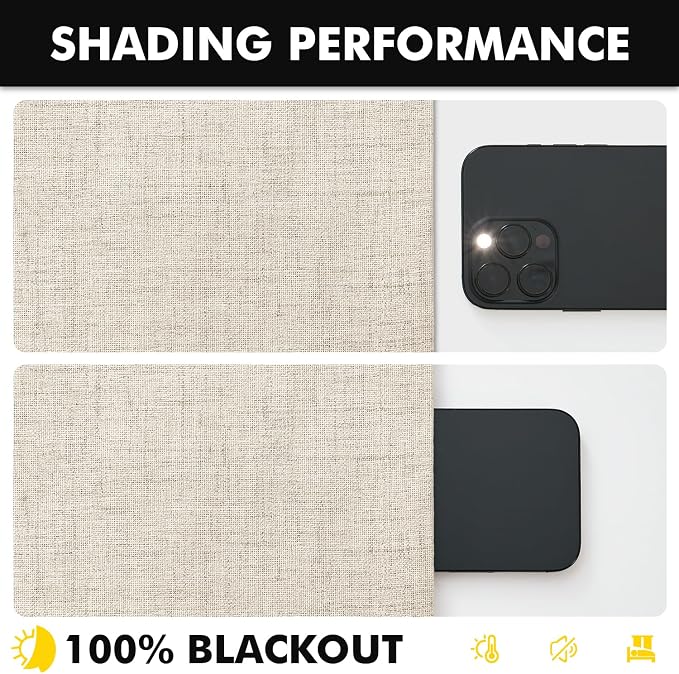 MIULEE 100% Blackout Linen Curtains 42 x 90 Inch Linen Beige 2 Panels | Thermal - Image 7