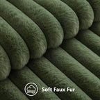 decorUhome Fall Faux Fur Throw Pillow Covers 16x16 Set of 2 Olive Green | - Image 7