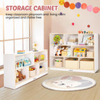 Toy Storage Organizer for Kids, 5-Compartment Wooden Storage Cabinet, Children Bookcase and Montessori Bookshelf, Book Shelf for Kids Room, Playroom, Living Room, Nursery, Classroom 24'' H(White)
