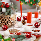 Tioncy 32 Pcs 1 Inch Mini Glass Christmas Ornaments Balls Shiny Christmas Balls Tiny Tree Hanging Decoration Small Colorful Ball Pendant for Xmas Party Supplies(Red, White)