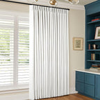 Beige White Pinch Pleated 100% Blackout Linen Curtains W60xL108 1 Panel | Black - Image 6